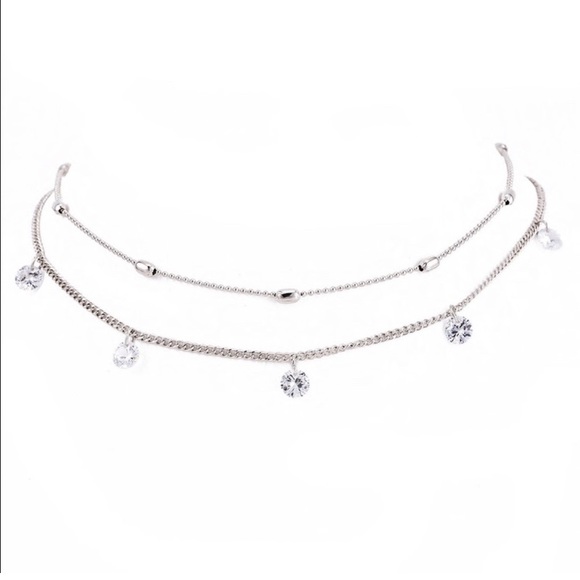 SILVER CRYSTAL DROPLET NECKLACE - Picture 3 of 3